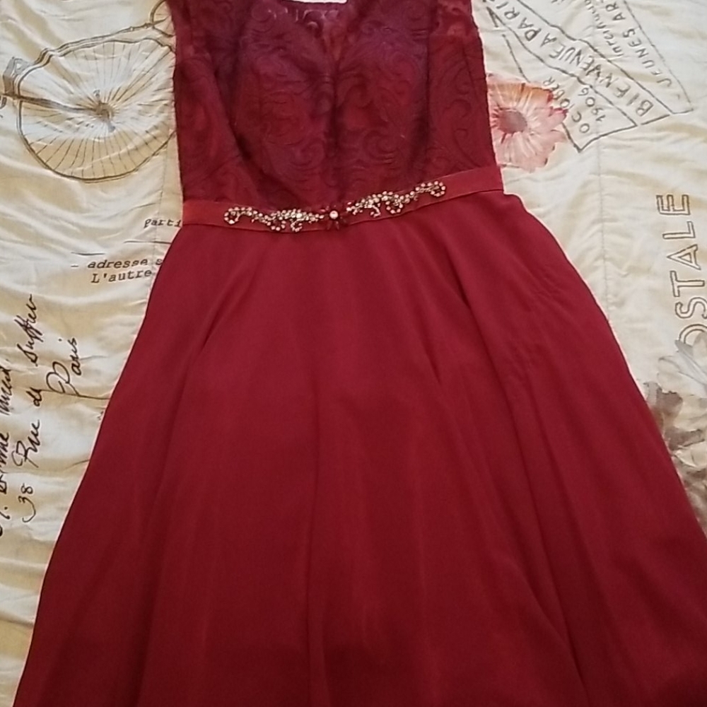 Maroon prom dress. Made by May queen